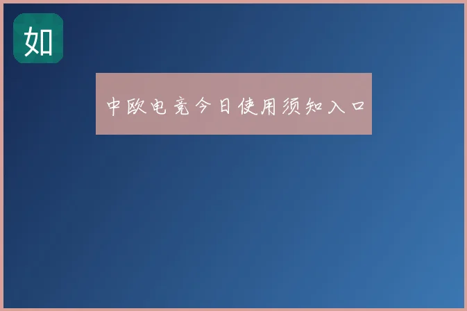 中欧电竞今日使用须知入口